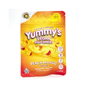 Yummys - PEACH MANGO INDICA VEGAN FRUIT SNACK-GUMMY-10PK (100 MG)